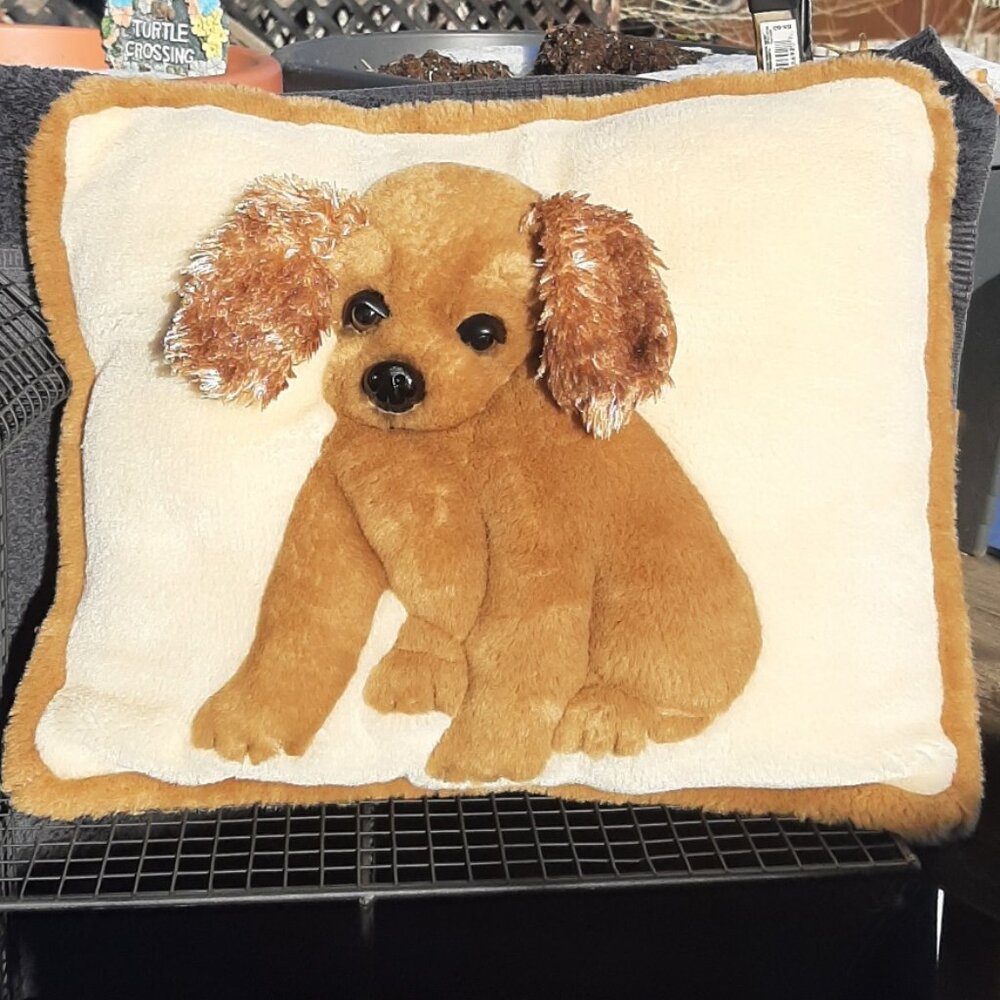 Vintage Jaag Dog Puppy Throw Pillow Brown Soft Plush Cocker Spaniel 16"x14"